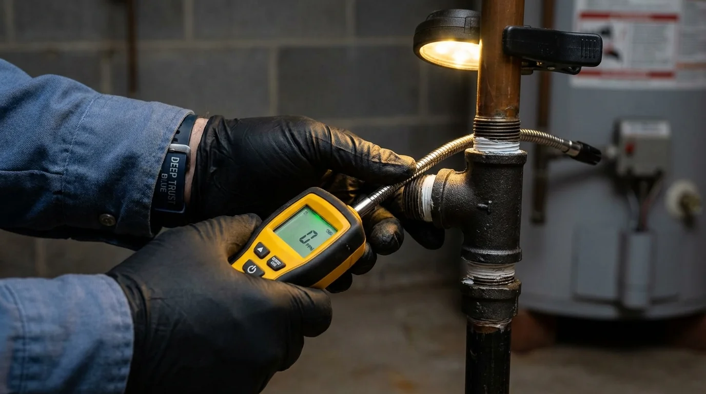 Gas leak detection with electronic sniffer by Johns Plumbing LLC in Brownstown