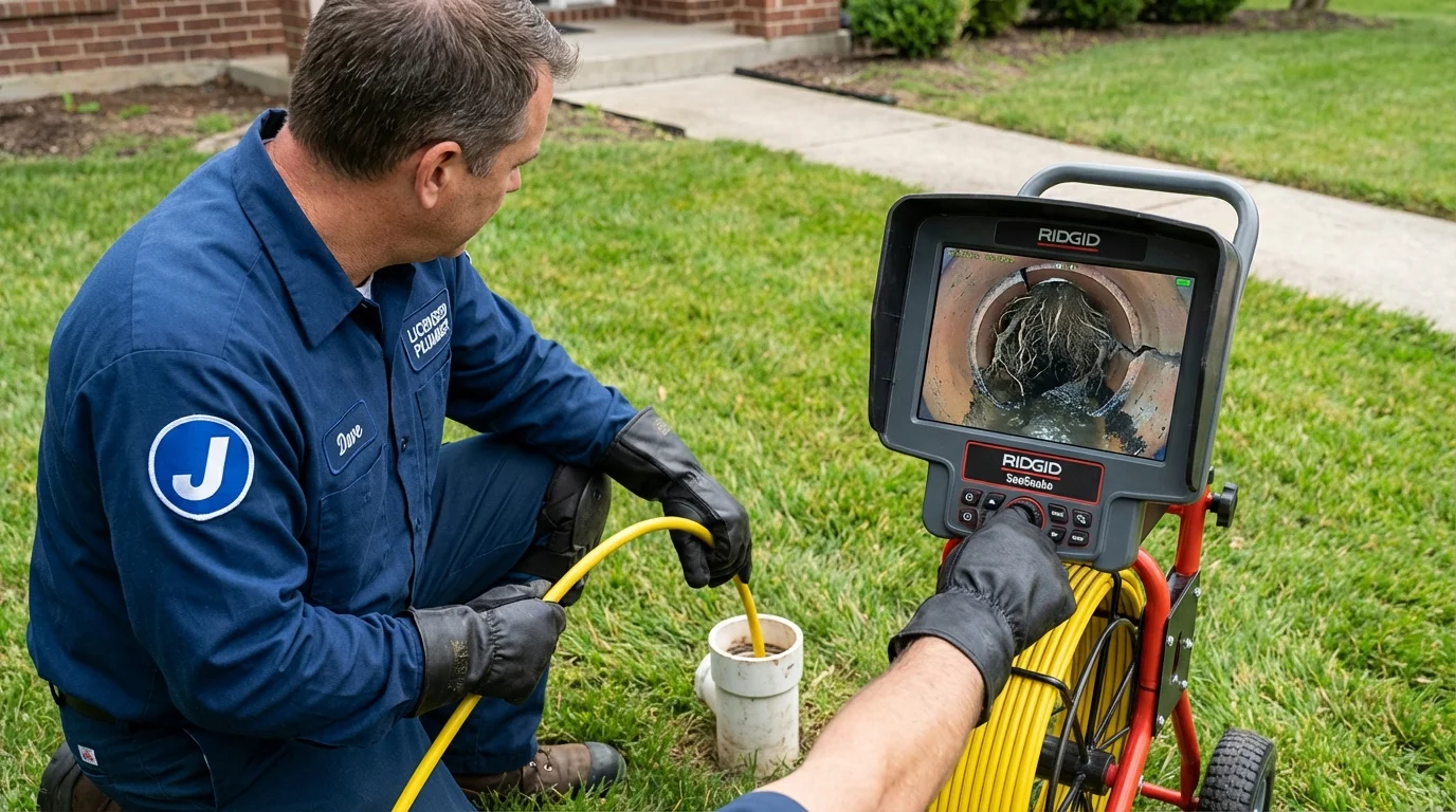 Sewer camera inspection being performed by Johns Plumbing LLC in Brownstown